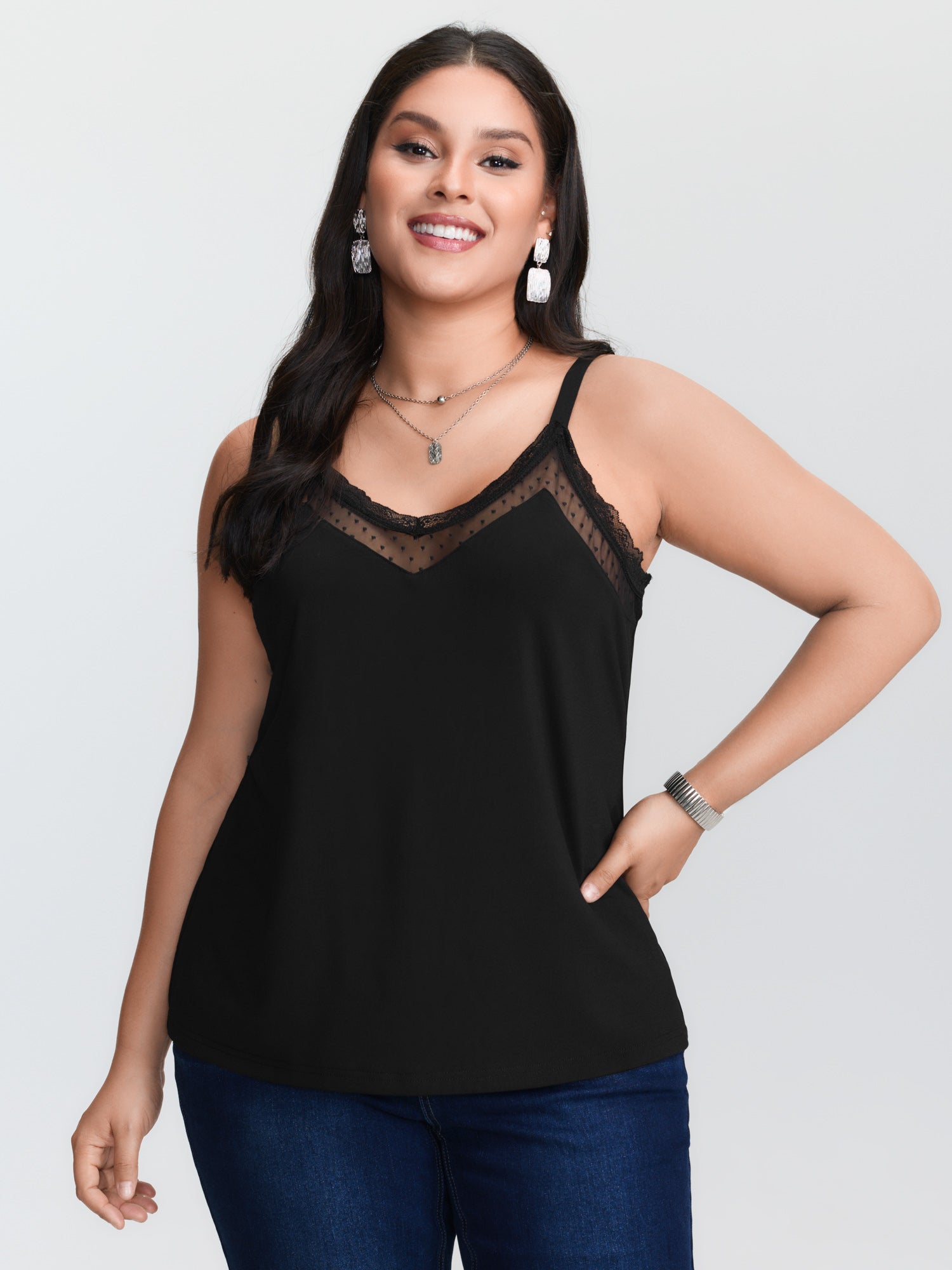 Plus‑size Black Knitted Camiso - Cami Top Lace review and price