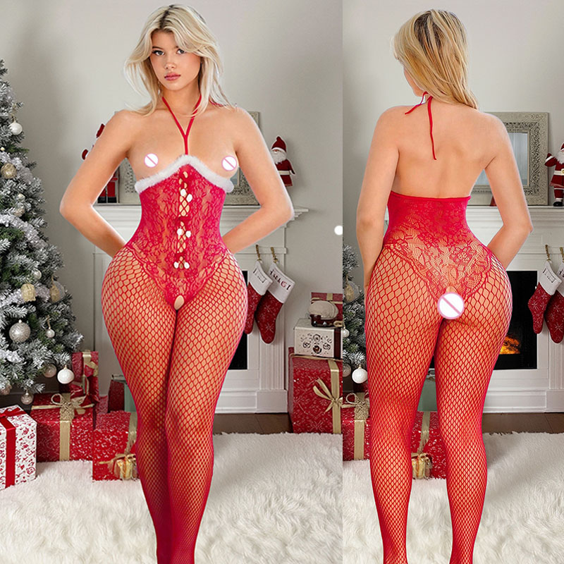 Christmas Roleplay Outfit Wome - Bodystocking Fishnet review and price